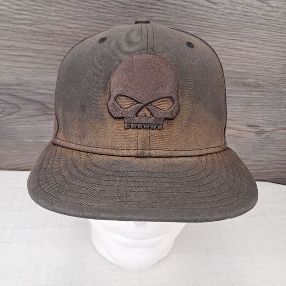 "TRASHED" Harley Davidson New Era 59Fifty Cap Hat Fitted s 7 3/8 Skull Punisher - Picture 3 of 13